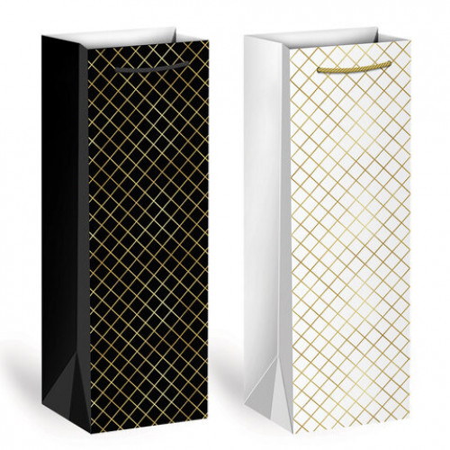 Пакет подарочный под бутылку (1 штука), 13х9x36 см (B), Leather Bottle Bag, ассорти, ЗОЛОТАЯ СКАЗКА, 700802