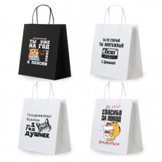 Пакет подарочный (1 штука) 26х13х32см (L) Funny Notes, ассорти, крафт, ЗОЛОТАЯ СКАЗКА, 700824