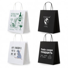 Пакет подарочный (1 штука) 26х13х32см (L) Woman Funny Notes, ассорти, крафт, ЗОЛОТАЯ СКАЗКА, 700822