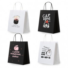 Пакет подарочный (1 штука) 26х13х32см (L) Funny Mix, ассорти, крафт, ЗОЛОТАЯ СКАЗКА, 700820