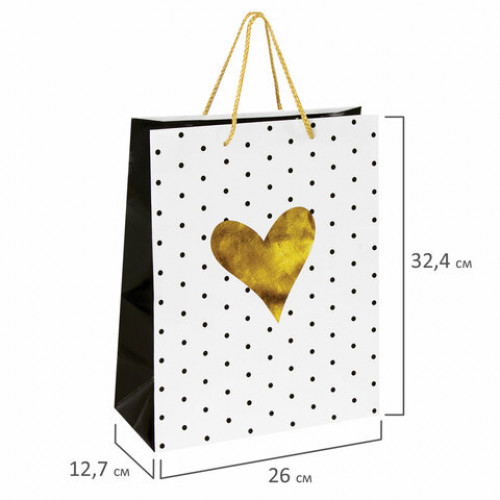 Пакет подарочный 26x12,7x32,4 см, ЗОЛОТАЯ СКАЗКА Золотое сердце, ламинированный, 606583