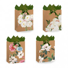 Пакет подарочный (1 штука) 18х10х23см (M) Flowers, ассорти, глиттер, c тишью, ЗОЛОТАЯ СКАЗКА, 700808