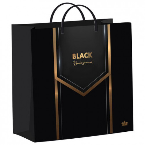 Пакет с пластиковой ручкой, мягкий пластик, 26х24см, Черный бэкграунд, 140мкм, ШК1770, н00269763