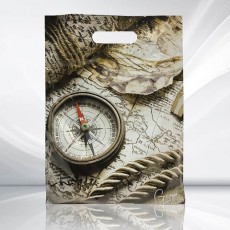 Пакет с вырубной ручкой ПВД, 40х31,5 см, Грэй Глосс Карта, 50 мкм, н00228277