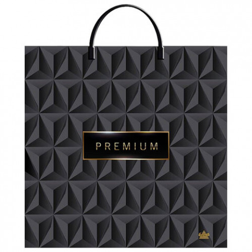 Пакет с пластиковой ручкой ПВД, 35х36см, Премиум Блэк, 85мкм, ШК0940, н00255856