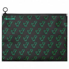 Папка для тетрадей BRAUBERG А4, 1 отделение, пластик, на zip-lock-молнии, Dino matrix, 272106