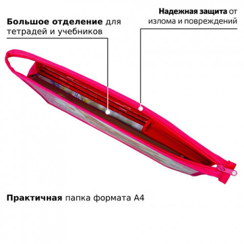 Папка для тетрадей ПИФАГОР А4, 1 отделение, картон, молния сверху, KORGI, 229102