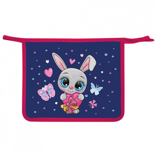Папка для тетрадей ПИФАГОР А5, 1 отделение, пластик, на молнии, Lovely Bunny, 271493