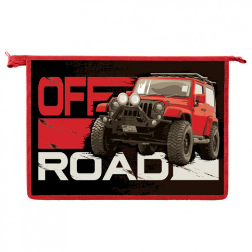 Папка для тетрадей ЮНЛАНДИЯ А4, 1 отделение, пластик, на молнии, Offroad, 271083