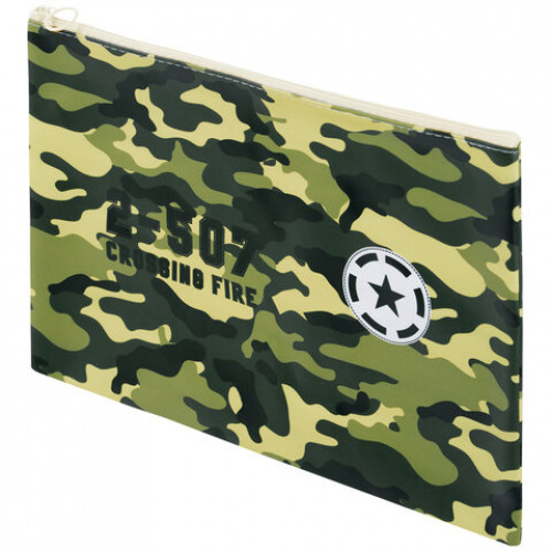 Папка для тетрадей ПИФАГОР А4, 1 отделение, ПВХ, на молнии, ассорти Camouflage, 32x23 см, 273830