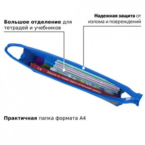 Папка для тетрадей ЮНЛАНДИЯ А4, 1 отделение, пластик, молния сверху, Galactic traveller, 229105