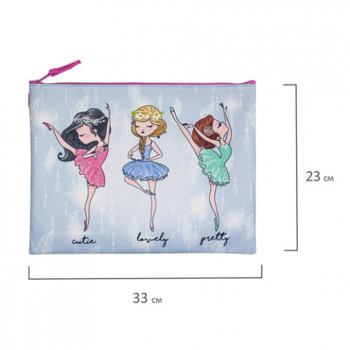 Папка для тетрадей BRAUBERG, А4, 1 отделение, ткань, молния сверху, Girls, 229407