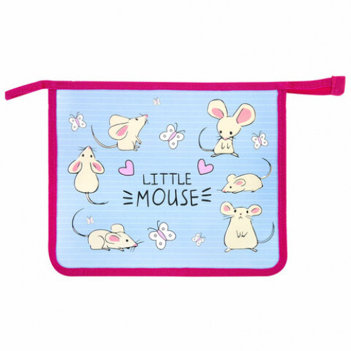 Папка для тетрадей ПИФАГОР А5, 1 отделение, пластик, на молнии, Mice, 271086