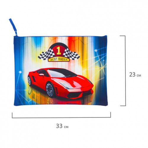 Папка для тетрадей BRAUBERG, А4, 1 отделение, ткань, молния сверху, Best Racer, 229405