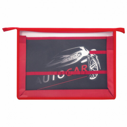 Папка для труда BRAUBERG А4, 2 отделения, молния сверху, органайзер, Autocar, 270155