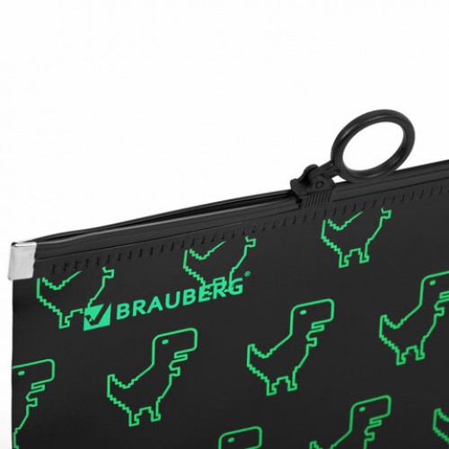 Папка для тетрадей BRAUBERG А4, 1 отделение, пластик, на zip-lock-молнии, Dino matrix, 272106