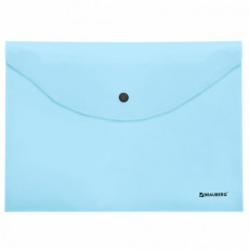 Папка-конверт с кнопкой BRAUBERG Pastel, А4, до 100 листов, непрозрачная, аквамарин, 0,18 мм, 270474