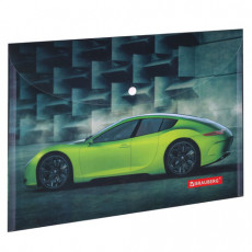 Папка-конверт с кнопкой BRAUBERG SPORT CAR, А4, 160 мкм, до 100 листов, цветная печать, 228043