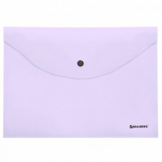 Папка-конверт с кнопкой BRAUBERG Pastel, А4, до 100 листов, непрозрачная, лиловая, 0,18 мм, 270475