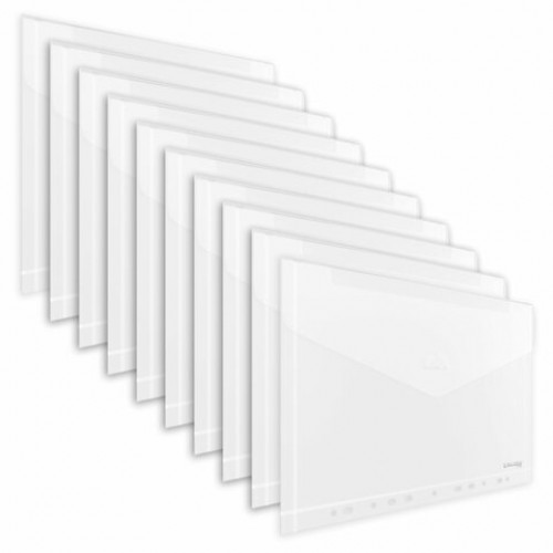 Папка-конверт с перфорацией А4, BRAUBERG UNIVERSAL, КОМПЛЕКТ 10 шт., прозрачная, 0,15 мм, 273078