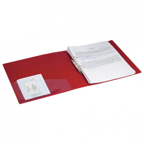 Папка на 2 кольцах BRAUBERG Contract, 35 мм, красная, до 270 листов, 0,9 мм, 221793