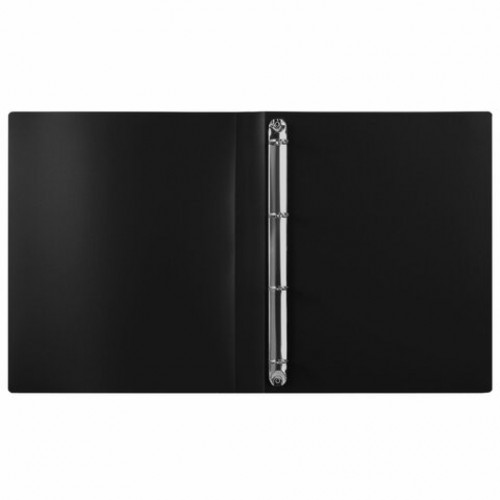 Папка на 4 кольцах STAFF, 30 мм, черная, до 250 листов, 0,5 мм, 229219