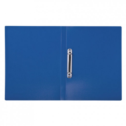 Папка на 2 кольцах BRAUBERG Office, 21 мм, синяя, до 120 листов, 0,5 мм, 221611