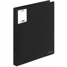 Папка на 4 кольцах БОЛЬШОГО ФОРМАТА А3, ВЕРТИКАЛЬНАЯ, 30 мм, до 250 листов, черная, 0,8 мм, STAFF, 274004