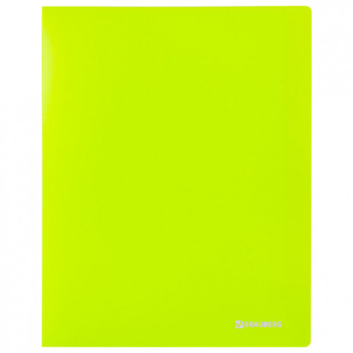 Папка на 2 кольцах BRAUBERG Neon, 25 мм, внутренний карман, неоновая, зеленая, до 170 листов, 0,7 мм, 227456