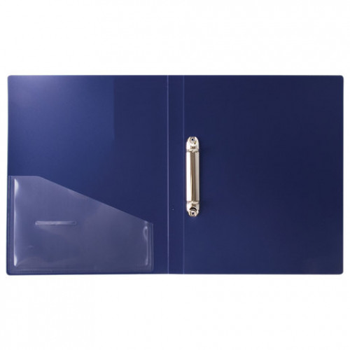 Папка на 2 кольцах BRAUBERG Blue silk, 25 мм, внутренний карман, синяя, до 170 листов, 0,7 мм, 227502