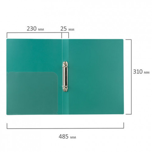 Папка на 2 кольцах BRAUBERG Стандарт, 25 мм, зеленая, до 170 листов, 0,8 мм, 221613