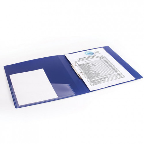 Папка на 2 кольцах BRAUBERG Blue silk, 25 мм, внутренний карман, синяя, до 170 листов, 0,7 мм, 227502