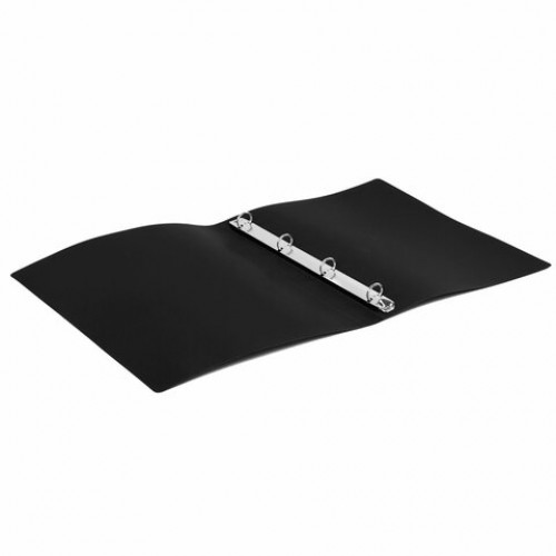 Папка на 4 кольцах STAFF, 30 мм, черная, до 250 листов, 0,5 мм, 229219