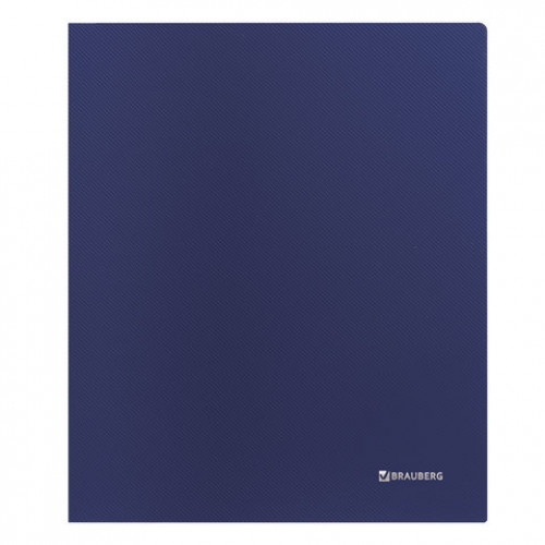 Папка на 4 кольцах BRAUBERG Диагональ, 40 мм, темно-синяя, до 300 листов, 0,9 мм, 221350