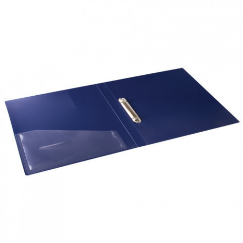 Папка на 2 кольцах BRAUBERG Blue silk, 25 мм, внутренний карман, синяя, до 170 листов, 0,7 мм, 227502