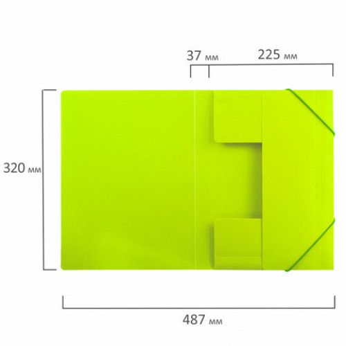 Папка на резинках BRAUBERG Neon, неоновая, зеленая, до 300 листов, 0,5 мм, 227460