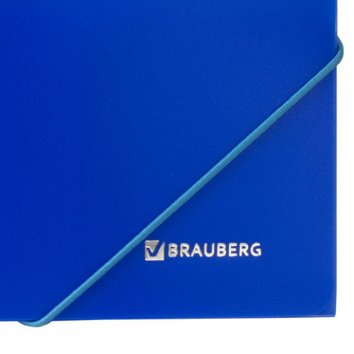 Папка на резинках BRAUBERG Neon, неоновая, синяя, до 300 листов, 0,5 мм, 227463