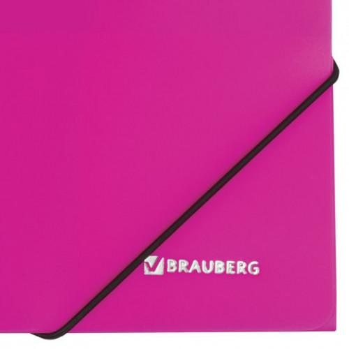 Папка на резинках BRAUBERG Neon, неоновая, розовая, до 300 листов, 0,5 мм, 227462