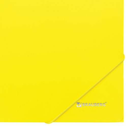 Папка на резинках BRAUBERG Neon, неоновая, желтая, до 300 листов, 0,5 мм, 227461