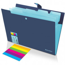 Папка-органайзер на кнопке 5 отделений, BRAUBERG Extra, А4, синяя с голубым, 274096