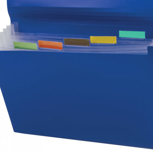 Папка на резинках BRAUBERG Business, А4, 6 отделений, пластиковый индекс, синяя, 0,5 мм, 224144