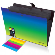 Папка-органайзер на кнопке 5 отделений, BRAUBERG GRADE, A4, зелено-голубой градиент, 274092