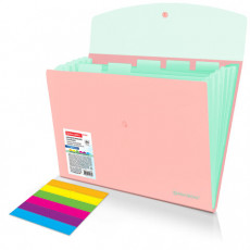 Папка-органайзер конверт на кнопке 6 отделений, BRAUBERG Extra, A4, персиковая с мятным, 274102