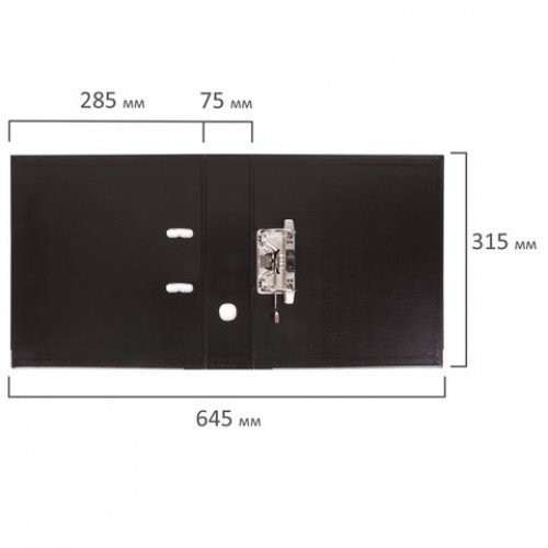 Папка-регистратор BRAUBERG EXTRA, 75 мм, черная, двустороннее покрытие пластик, металлический уголок, 228570