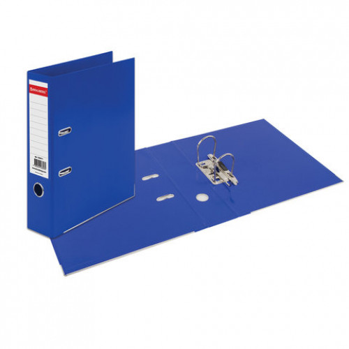 Папка-регистратор BRAUBERG EXTRA, 75 мм, синяя, двустороннее покрытие пластик, металлический уголок, 228571