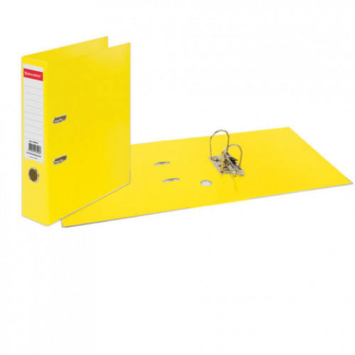 Папка-регистратор BRAUBERG EXTRA, 75 мм, желтая, двустороннее покрытие пластик, металлический уголок, 228574