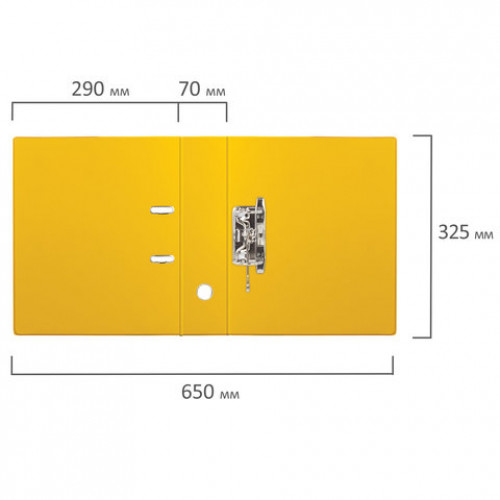 Папка-регистратор BRAUBERG с двухсторонним покрытием из ПВХ, 70 мм, желтая, 222650