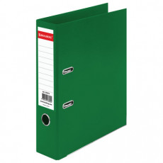 Папка-регистратор BRAUBERG EXTRA, 75 мм, зеленая, двустороннее покрытие пластик, металлический уголок, 228573