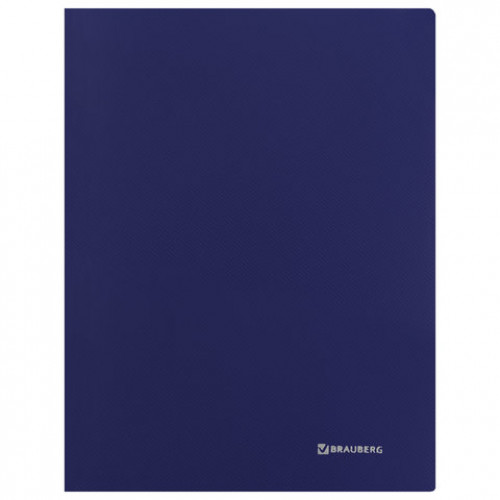 Папка с боковым металлическим прижимом и внутренним карманом BRAUBERG Диагональ, темно-синяя, до 100 листов, 0,6 мм, 221357