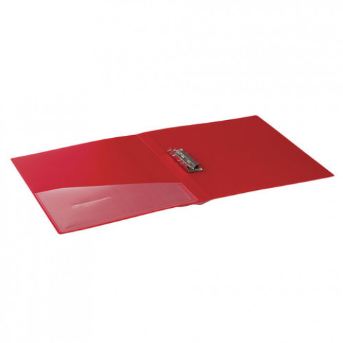 Папка с боковым металлическим прижимом и внутренним карманом BRAUBERG Contract, красная, до 100 л., 0,7 мм, бизнес-класс, 221788